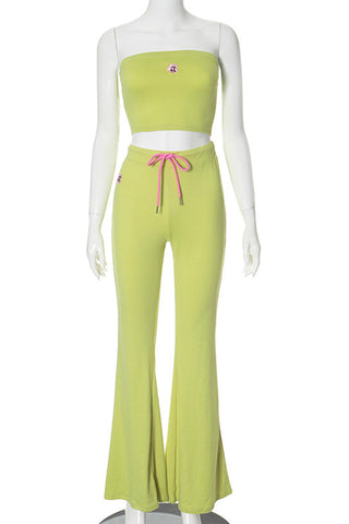 Strapless Top and Flared Pants Set