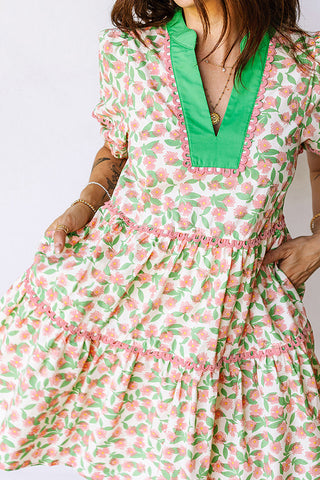 Ruffled Floral Casual Dress