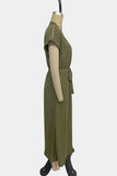 V-Neck Belted Casual Dress