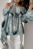 Off-Shoulder Ruffle Sleeve Blouse