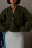 Faux Fur Button-Front Cardigan