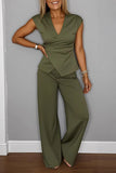 Wrap-Front Wide-Leg Pants Set