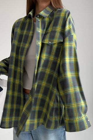 Oversized Plaid Button-Down Shirt