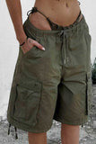 Lace-Up Waist Cargo Shorts