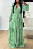 V-Neck Maxi Dress with Lace Panelling
