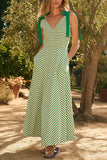 Striped V-Neck Vacation Dress