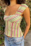 Patterned Square-Neck Blouse