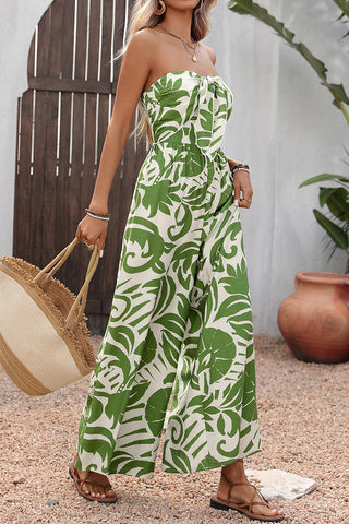 Strapless Tropical Jumpsuit