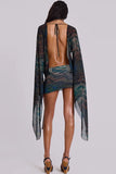Tie-Front Sheer Sleeve Mini Dress