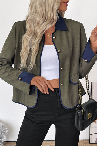 Contrast Decorative Flap Pocket Jacket
