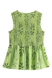 Smocked Tie-Front Top with Leaf Design