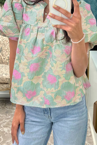 Floral Print Puff Sleeve Blouse