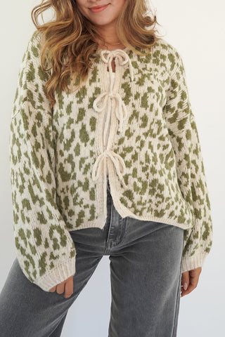Tie-Front Leopard Cardigan