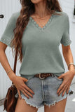 Lace-Trim V-Neck T-Shirt