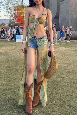Tie-Dye Cutout Vacation Dress