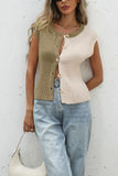 Two-Tone Button-Front Cardigan