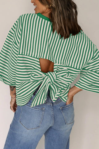 Striped T-Shirt with Bow Back Detail