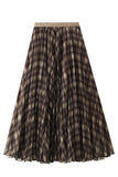Pleated Plaid Maxi Skirt