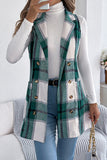 Longline Plaid Sleeveless Blazer