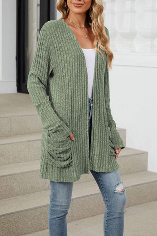 Open-Front Ribbed Cardigan