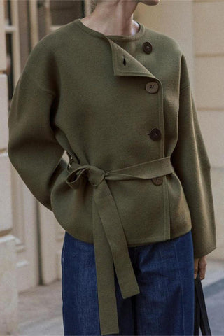Tie-Waist Button Cardigan