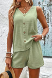 Button-Front Sleeveless Short Set