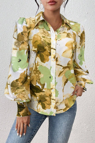 Floral Print Button-Up Blouse
