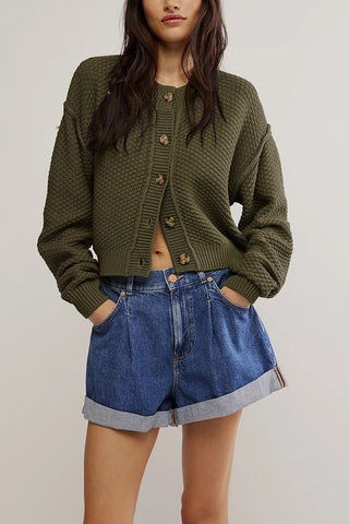Button-Up Cardigan with Relaxed Fit