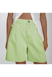 Striped Casual Shorts with Pleated Front