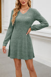 V-Neck Ribbed Casual Dress