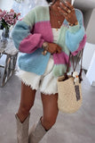 Stylish Oversized Cardigan with Pastel Stripes