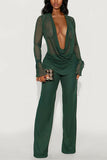 Draped Top and Wide-Leg Pants Set