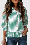 Striped Button-Front Blouse