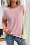 Casual Long Sleeve Colorblock T-Shirt