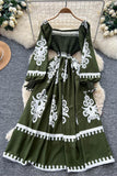 Printed Puff Sleeve Casual Dress