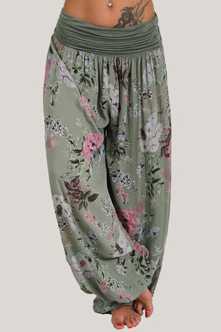 Floral Wide-Leg Casual Pants
