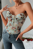 Strapless Artistic Print Corset Top