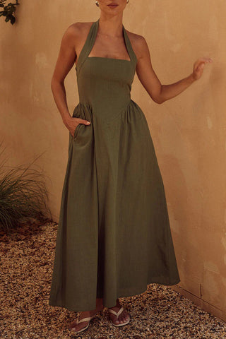 Halter Neck Casual Maxi Dress