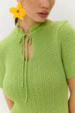 Tie-Front Ribbed Casual Dress