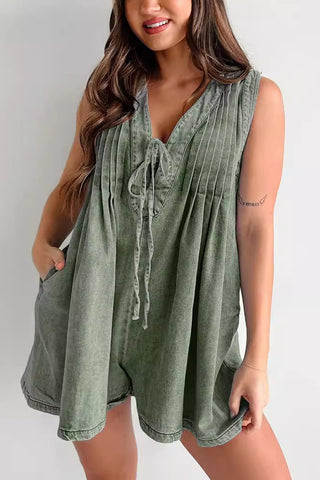 Tie-Front Denim Romper