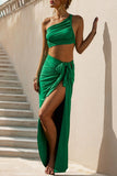 One-Shoulder Ruched Two-Piece Set
