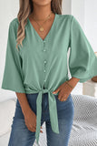 V-Neck Button-Front Blouse