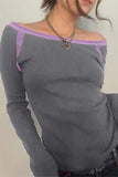 Off-Shoulder Long Sleeve T-Shirt