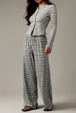 Striped Long-Sleeve Casual Pants Set