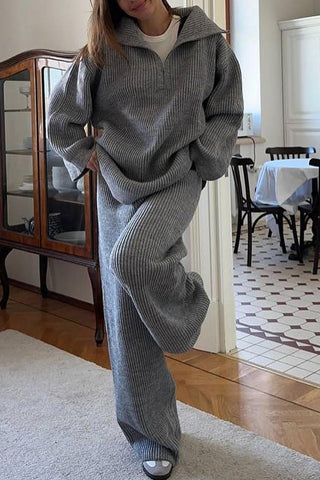 Zip-Up Relaxed Pants Set