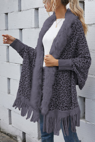 Fringed Leopard Cardigan