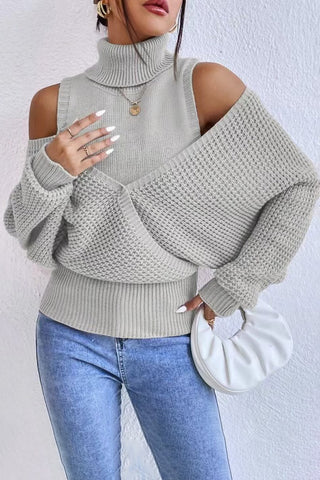 Cold Shoulder Wrap Sweater