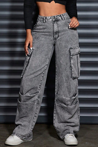 Cargo Pocket Wide Leg  Jeans