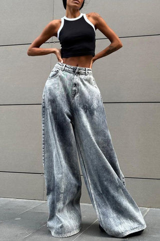 Oversized Wide-Leg Denim Jeans