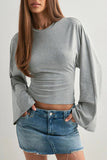 Draped Sleeve Top with Cinched Waist